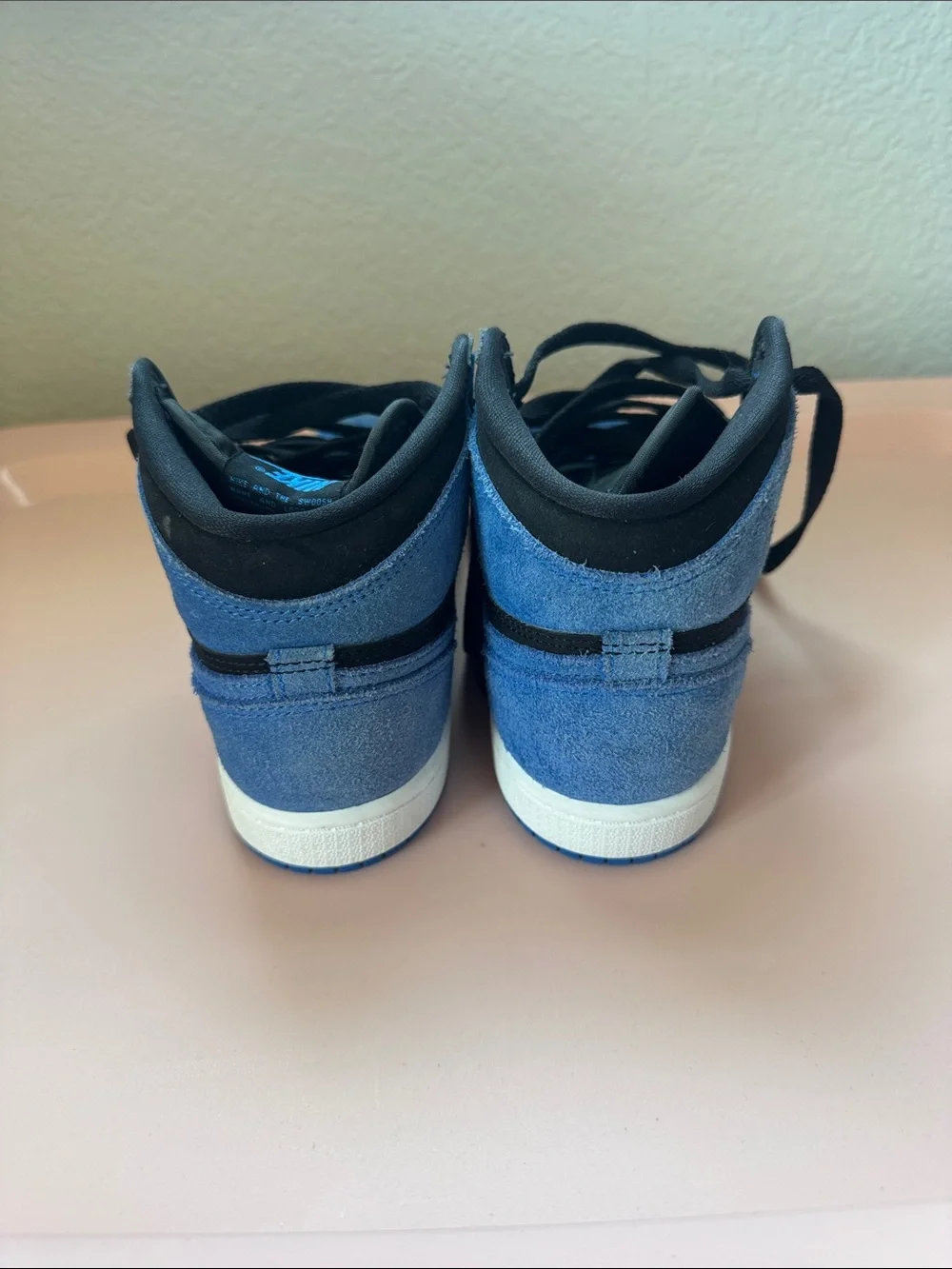 Nike Air Jordan 1 Retro High Youth Suede Sneakers Blue and Black Size 3Y
